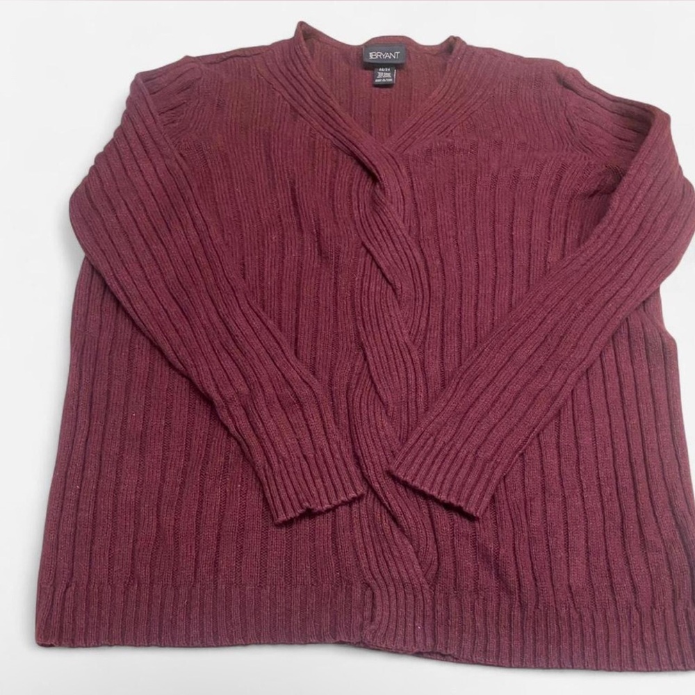 Lane Bryant 22/24 burgundy vneck rib, knit vneck cardigan pullover